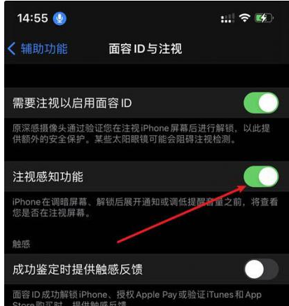 仲巴苹果14维修网点分享iPhone14注视感知功能有什么用 